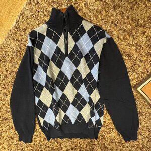 Nautica,Men's, Sweater,Dark Blue-Multicolor,Sz L, Cotton,Long Sleeve, Zipper!